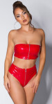 Sexy Koucla Latex look bandeau top with zip red L