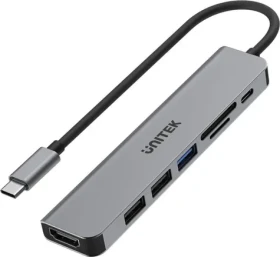 Unitek uHUB S7+ / USB hub / USB-C / HDMI / čítačka kariet / rýchlonabíjanie / 7v1 (H1118A)