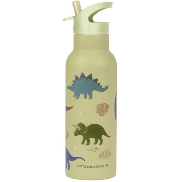 A Little Lovely Company Fľaša na pitie z nehrdzavejúcej ocele so slamkou Dinosaurus 500 ml