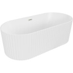 MEXEN/S - Paola voľne stojaca vaňa reliéf 150 x 75, biela mat, sifón a prepad nikel kartáčovaný 52721507501-97