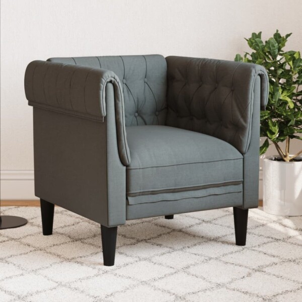 VidaXL Fotel Chesterfield, tmavoSivý, obity tkaniną Lumarko!