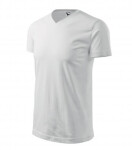 Ťažké tričko s výstrihom do V unisex biele 3XL