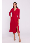Šaty s vysokým rozparkom S385 červená - Moe XL