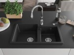 MEXEN/S MEXEN/S - Tomas granitový drez 2-bowl vrátane batérie Savita, čierna/strieborná metalík 6516-73-672601-00