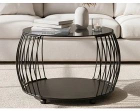 Okrúhly konferenčný stolík Shanghai, čierny/sivý%