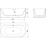 MEXEN/S - Gia voľne stojaca rohová vaňa reliéf ľavá 170 x 80, biela mat, sifón a prepad zlatá kartáčovaná 52701708001L-55
