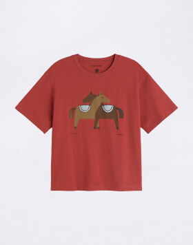 Thinking MU Horse Hug Lucia Tee PALE RED L