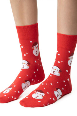 VIANOČNÉ PONOŽKY PRE ŽENY 136 Červená 35-37