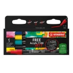 STABILO® FREE Acrylic - T100 Okrúhly hrot 1-2 mm - Royal - 5 ks sada s 5 rôznymi farbami (691/5-01)