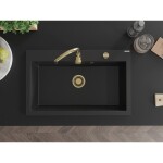 MEXEN/S MEXEN/S - Elix granitový drez 1-miska 800 x 500 mm, čierna, sifón zlatá 6527801005-77-G