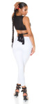 White Highwaist Jeans with cut-out White