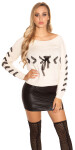 Trendy KouCla knit sweater with lacing Einheitsgroesse