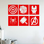 Veselá Stena Samolepka Znaky Avengers sada Farba: žlutá, Veľkosť: 40 x 58 cm