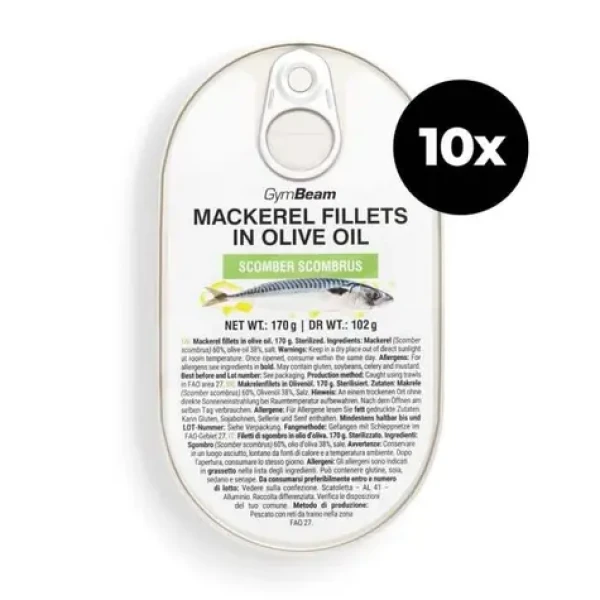 Filety z makrely v olivovom oleji - GymBeam (10 x 170 g) (108850-3-10x170g)