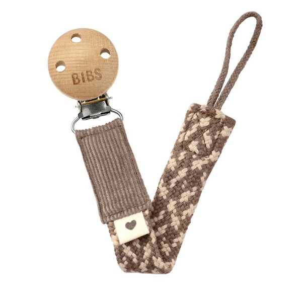 BIBS Paci Braid klip na cumlík, dartk oak/vanilla