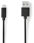 Nedis USB 2.0 kábel čierna / Kábel USB / USB-A - Micro-B / 480 Mbps / 5 m (CCGP60500BK50)