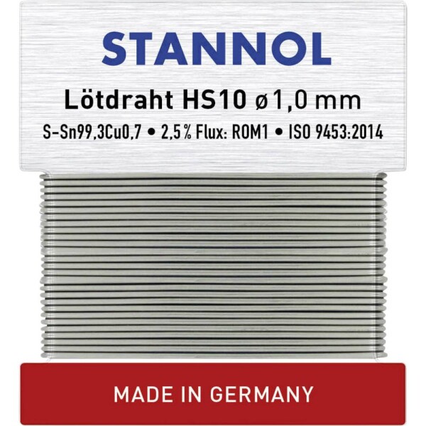 Stannol HS10 spájkovací cín bez olova bez olova Sn99,3Cu0,7 ROM1 30 g 1 mm; 508596