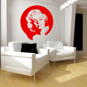 Veselá Stena Samolepka Portrét Marilyn Monroe Farba: červená, Veľkosť: 40 x 42 cm
