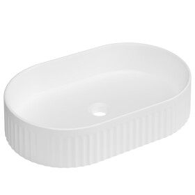 INVENA - Umývadlo na dosku Glamour Trend 50x32cm, ryhovaný ovál, biely lesk CE-63-W01-L