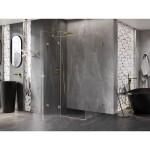 MEXEN/S - Lunar T sprchovací kút dvere krídlové ľavá 90 x 110, transparent, zlato kartáčovaná 834T-090-110-55-00-L