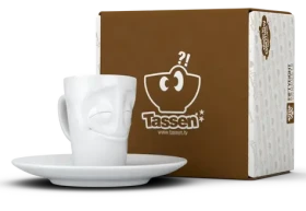 FIFTYEIGHT Espresso hrnček Vergnügt biely / 80 ml / Porcelán / Umývačka a mikrovlnka (T021201)
