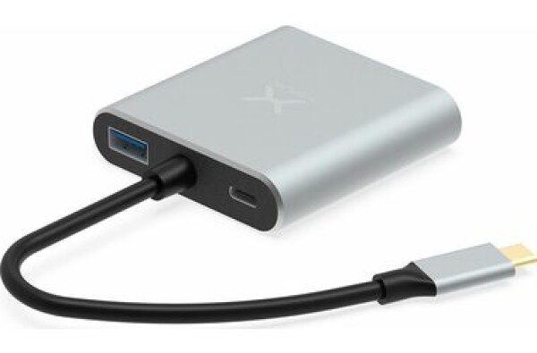 KRUX Adaptér USB-C (M) - 2x HDMI (F) a USB-A (F) a USB-C (F) sivá (KRX0049)