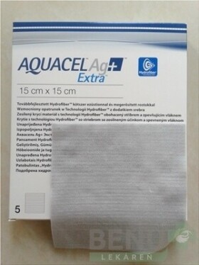 AQUACEL Ag+ Extra krytie na rany 15x15 cm, 5ks