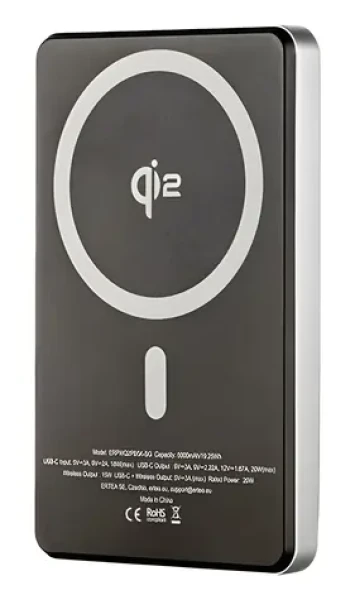 ER Power Qi2 Dual 5000mAh čierna / Powerbanka / MagSafe / Qi2 / USB-C / 15W (ERPWQ2PB5K-SG)