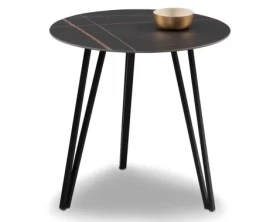 Okrúhly stolík Liv, 50 cm, imitácia tmavého mramoru%