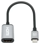 Manhattan USB-C na HDMI čierna / strieborná / Adaptér / 4K 60Hz / HDCP 2.2 / kábel 15 cm (153706)