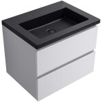 CERANO - Kúpeľňová skrinka Carole - biela matná + umývadlo z lit. mramoru Ovo - čierna matná - 60,5x53x46,5 CER-979922