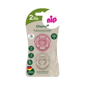 NIP Cherry NATURE line Cumlík kaučuk veľkosť 2 (6m+) červená/hnedá 2ks (NIP38879-51)