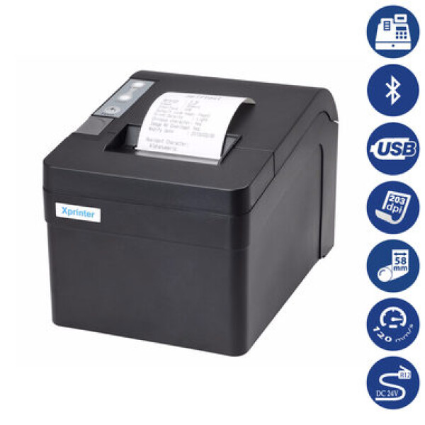 Xprinter T58-K / Pokladničná termotlačiareň / USB / BT / 60mm / Čierna (XP-T58-K)