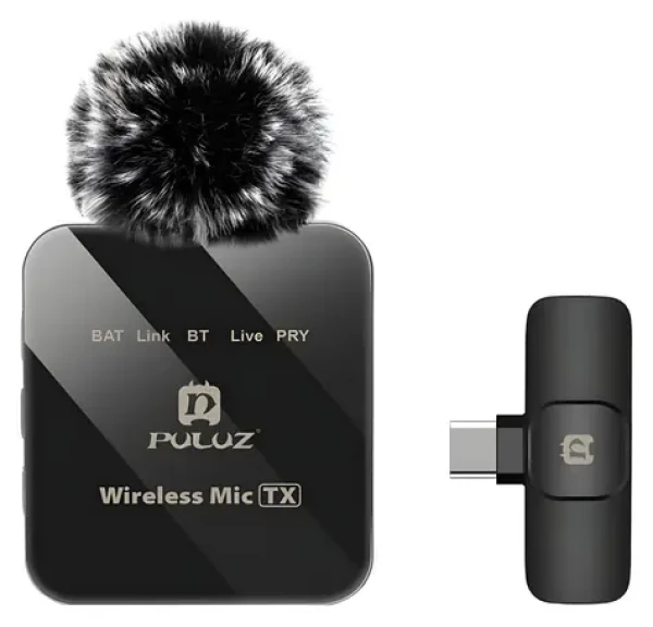 Puluz PU648B čierna / Klopový mikrofón / sada 2 ks / bezdrôtový / USB-C / 2.4 GHz (PU648B)