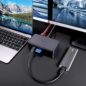 Lindy DST-Pro USB4 / Dokovacia stanica / USB4 / HDMI 2.1 / DisplayPort 1.4 / USB-C PD 100W / LAN / čítačka kariet (43372)