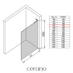 CERANO - Sprchová zástena Walk-in Onyx L-pravá vzpera - 8 mm - chróm, ryhované sklo - 60x200 CER-8050BD1064
