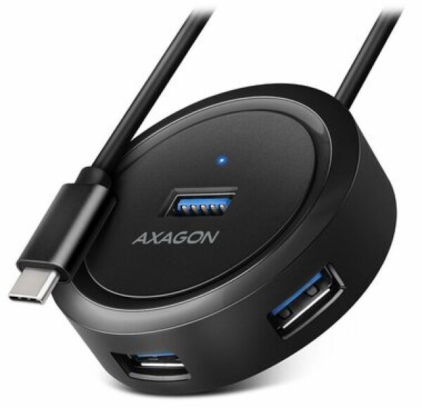 Axagon HUE-P1C, 4X USB 3.2 Gen 1 ROUND húb, micro USB napájací konektor, kábel USB-C 30cm (HUE-P1C)