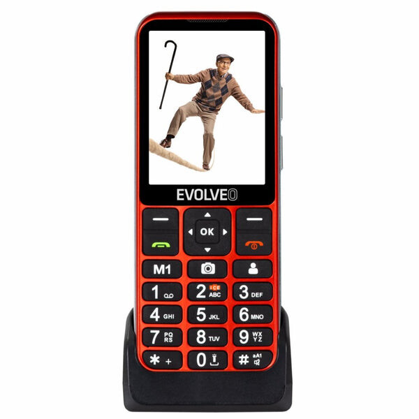 EVOLVEO EasyPhone LT + stojanček červená / 2.3 / SOS / microSDHC (EP-880-LTR)