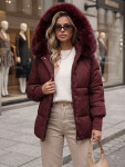 Dámska zimná prešívaná bunda s kapucňou, bordová, FashionStreet TY6003 S