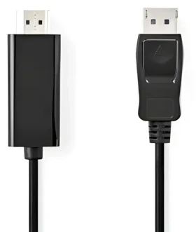 Nedis kábel DisplayPort - HDMI antracit / Kábel DisplayPort / 4K 30Hz / Poniklované konektory / 1 m (CCGB37100BK10)