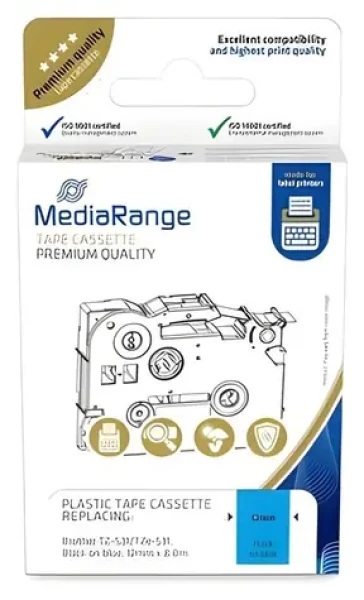 MediaRange kompatibilná páska s Brother TZ-531/TZe-531 / Páska do štítkovača / modrý podklad / čierna tlač / 12 mm / 8 m (MRBTZ531)