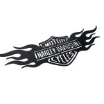 Veselá Stena Drevená nástenná dekorácia Harley Davidson oheň čierny