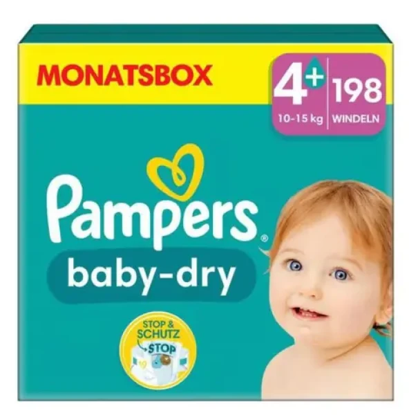 Pampers Baby Dry Maxi PLUS 10-15 kg (198 ks) / plienkové nohavičky / veľkosť 4 + (10-15 kg) (8006540785065)