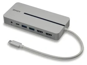 Lindy DST-Mx Duo / Dokovacia stanica / 2x HDMI 4K / USB-C PD 100W / Gigabit Ethernet (43360)