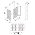 CERANO - Sprchová zástena Walk-in Crystal TL/P - 10 mm - bezvzperový systém + polička/držiak na uteráky - čierna matná, transparentné sklo- 130x130x200 CER-8050BD81896