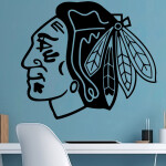 Veselá Stena Samolepka Hokejový tím Chicago Blackhawks Farba: šedá, Veľkosť: 100 x 87 cm