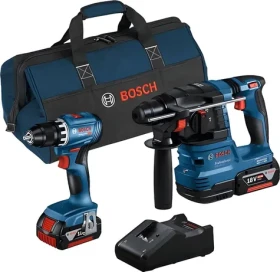 BOSCH GSR 18V-45 + GBH 18V-22 modrá / Sada aku náradia / 18V / SDS- PLUS / 2x 4,0 Ah / taška (0615A50038)