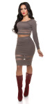 Trendy Koucla fineknitted crop-Jumper, transparent Einheitsgroesse