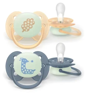 Philips Avent Cumlík Ultrasoft Night 6-18 m šedá, žltá / Silikónový cumlík / 2 ks