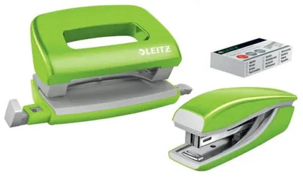 Leitz WOW Set mini zošívačky a dierovačky zelená / zošívanie: až 10 listov (55612054)